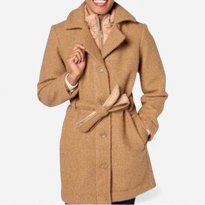 Isaac Mizrahi Live! Boucle Belted Coat in Camel Size 2X